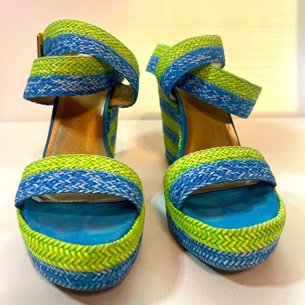 Stuart Weitzman Crochet Ankle Strap Wedge